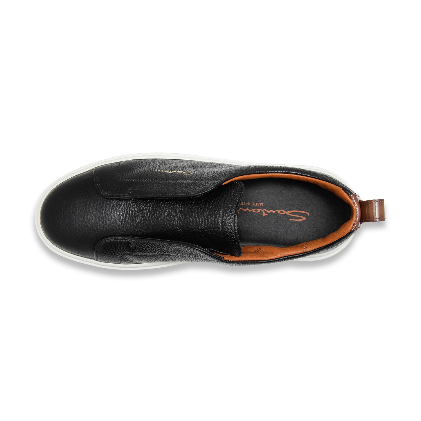 Men's black tumbled leather slip-on sneaker - 4
