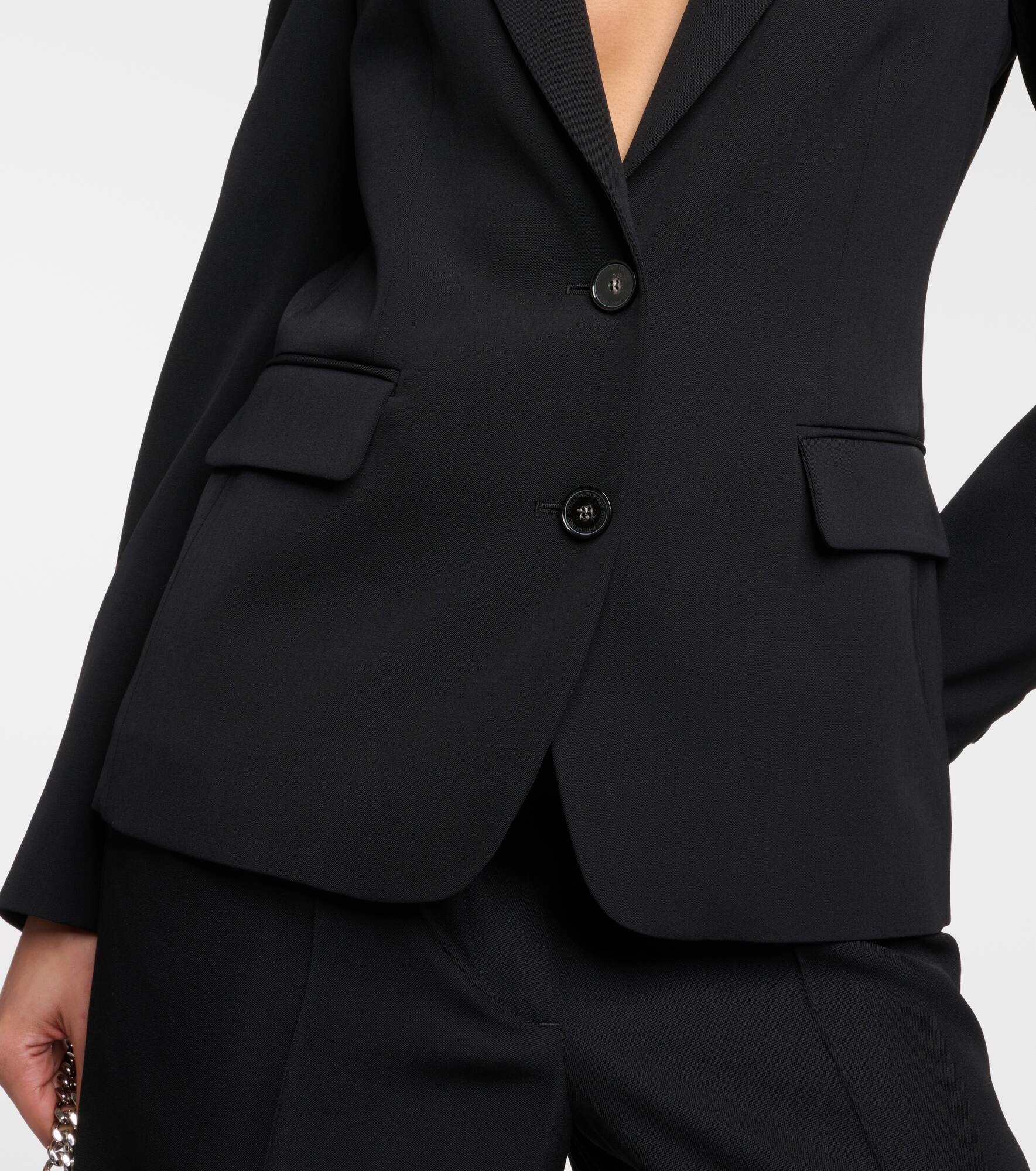 Single-breasted wool blend blazer - 5