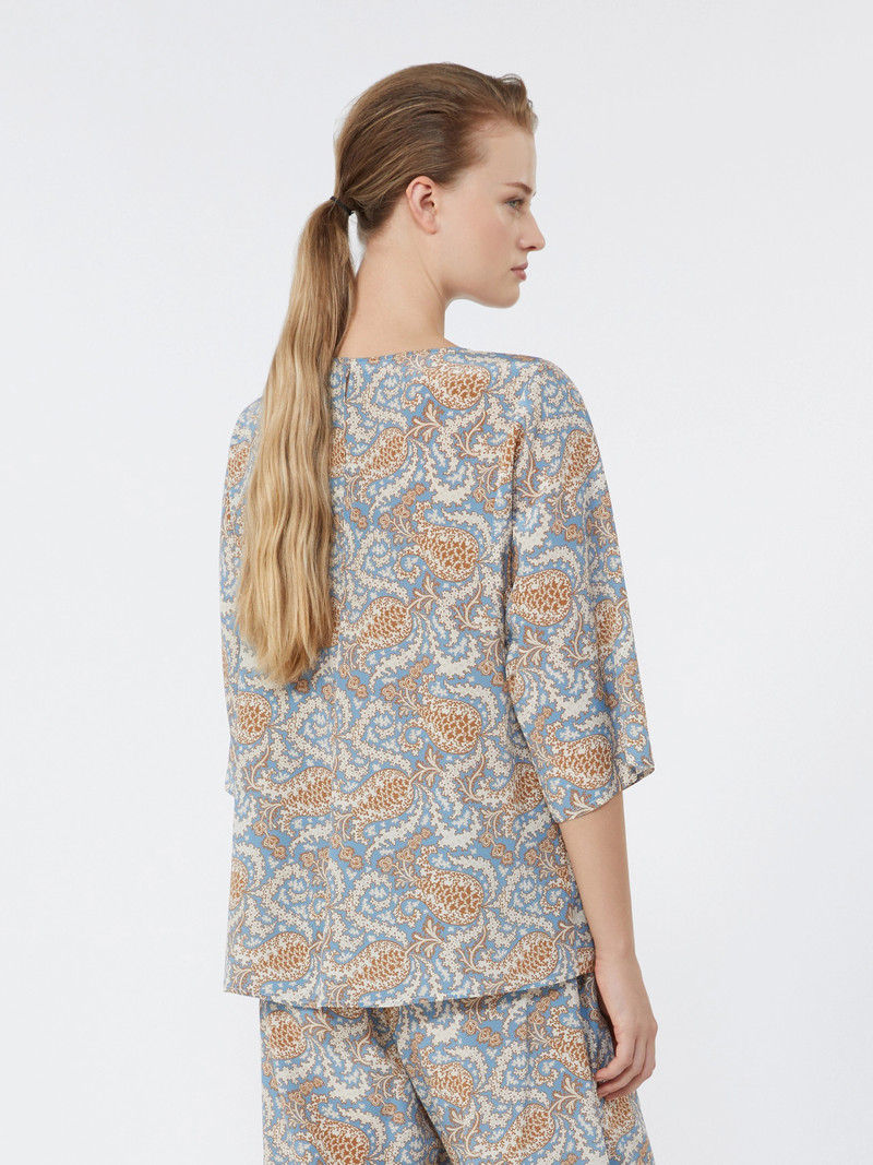 GINNICO Printed silk crêpe de Chine blouse - LIGHT BLUE 4