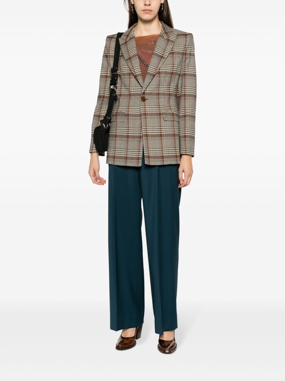 checked single-breasted blazer - 2