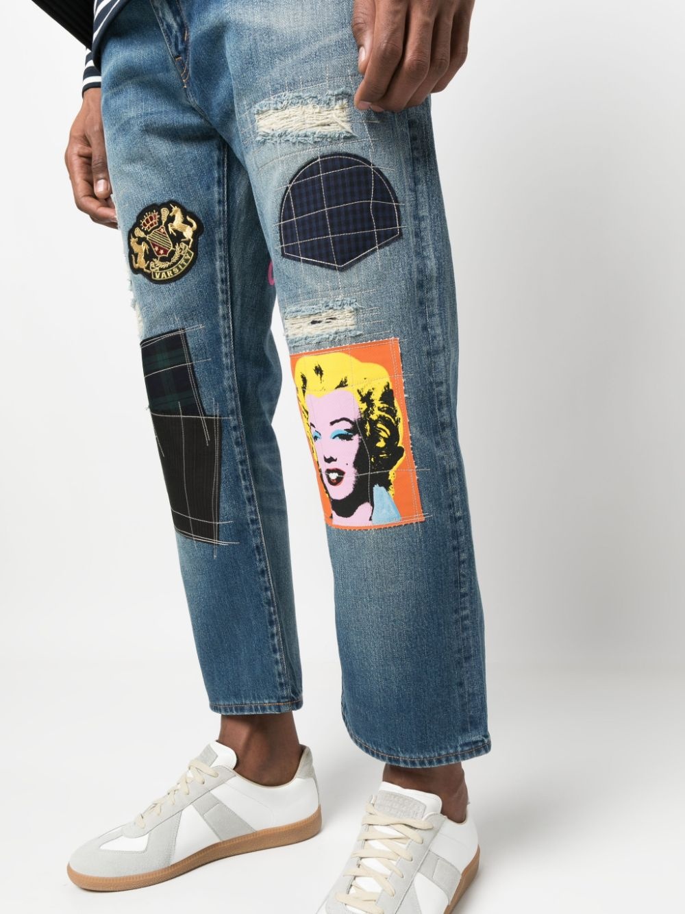 Patchwork cropped jeans - 5