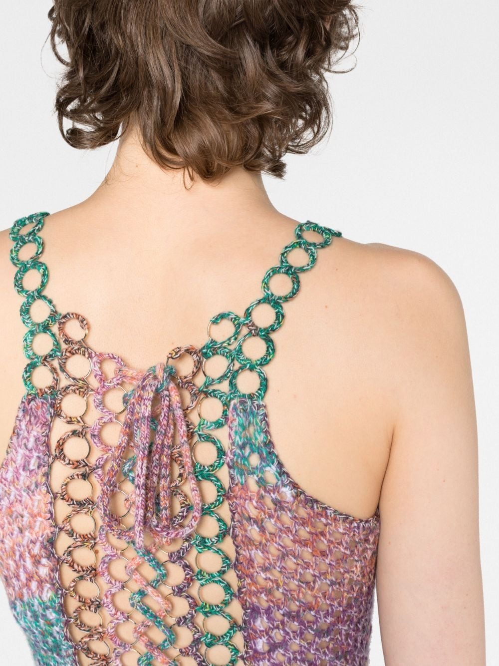 crochet-knit wool minidress - 3