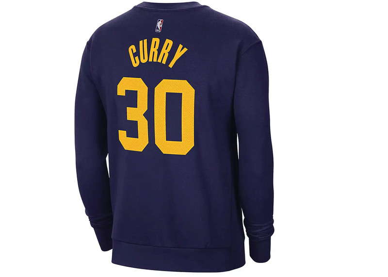 Jordan Jordan NBA Golden State Warriors Stephen Curry Fleece Loose Fit Sweatshirt Blue/Yellow outlook