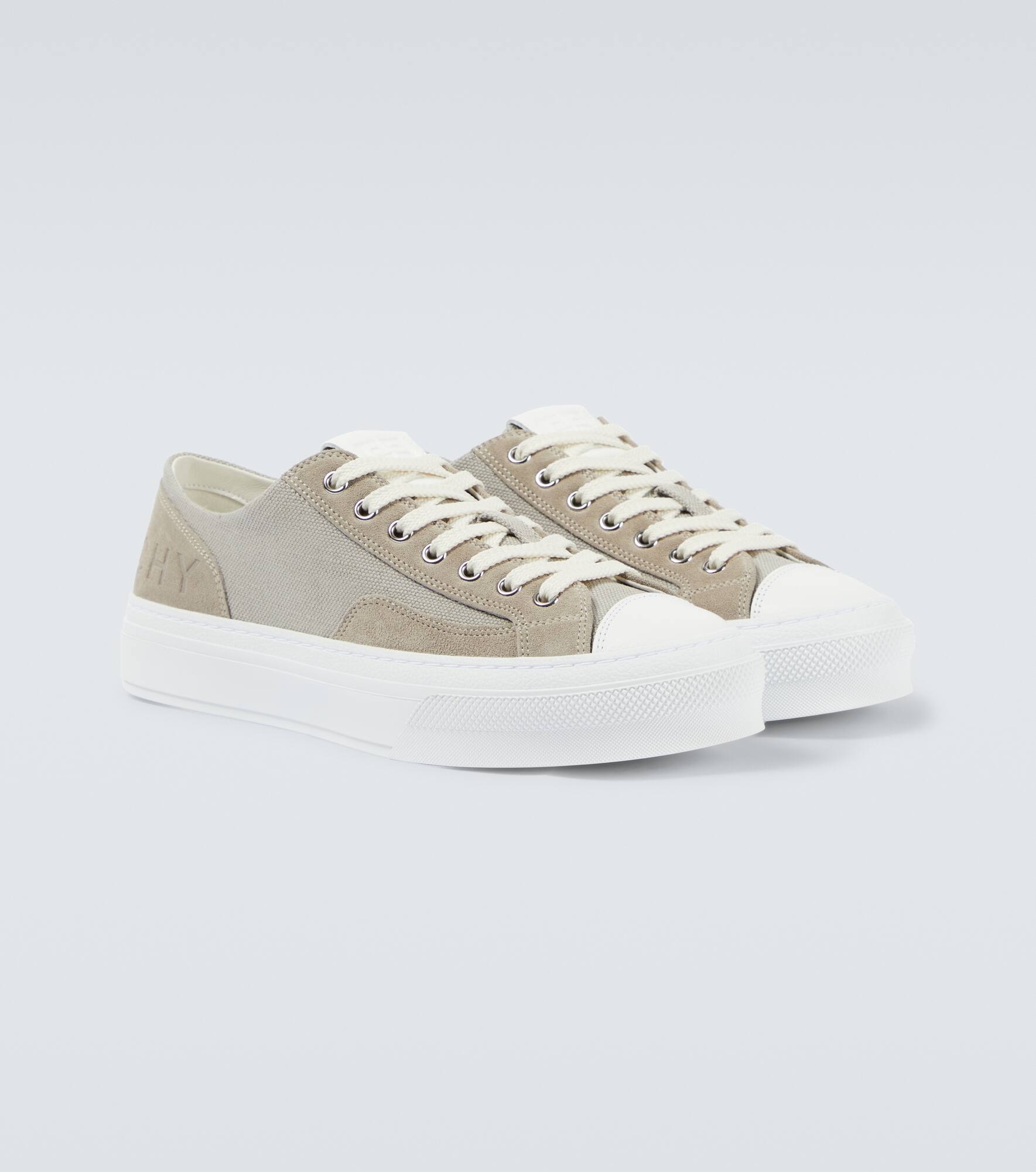 City suede-trimmed canvas sneakers - 4