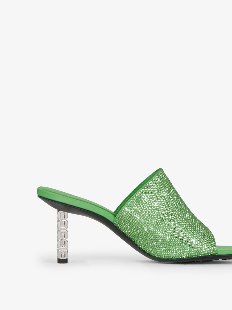 G CUBE MULES IN SATIN WITH STRASS 6