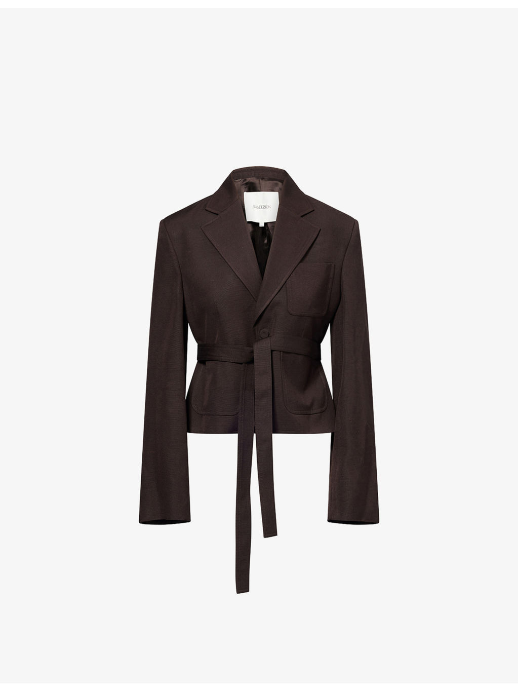 Cropped Notch-Lapels Woven Jacket - 1