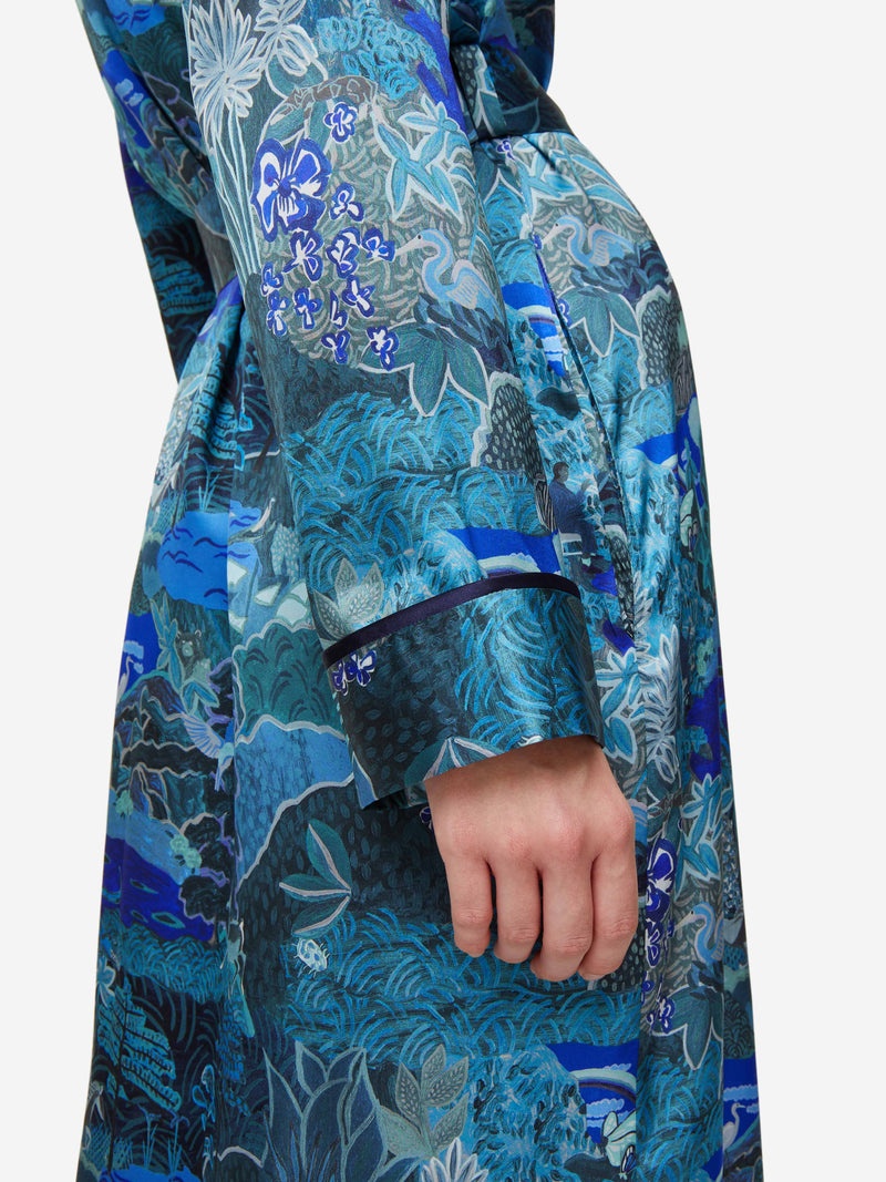 Women's Long Dressing Gown Brindisi 86 Silk Satin Multi - 7