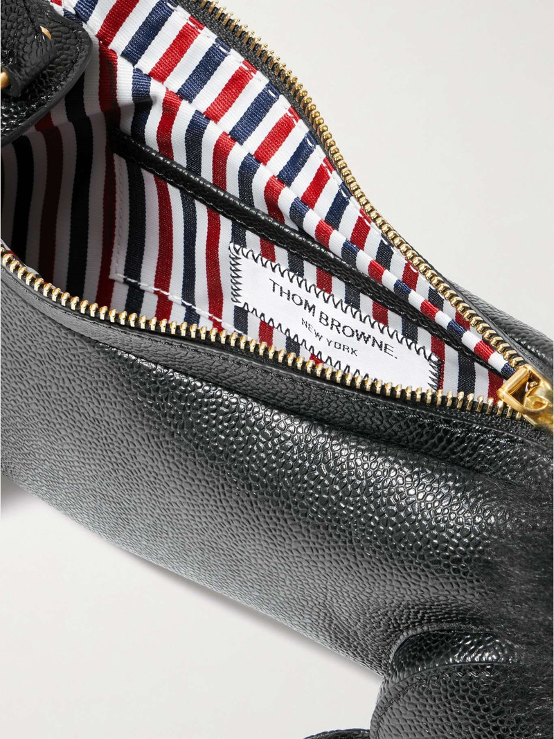 Rabbit faux fur-trimmed textured-leather shoulder bag 5