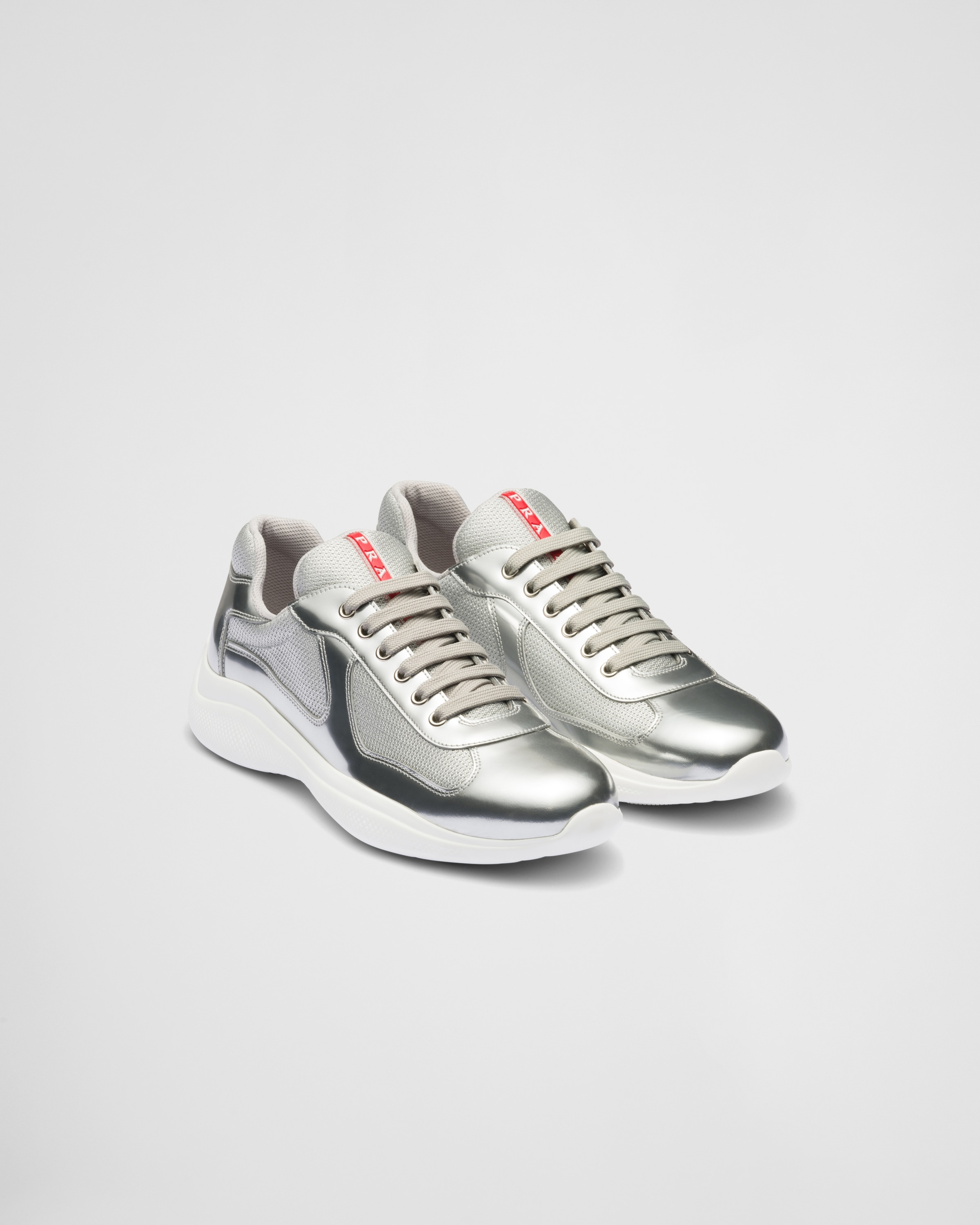 Prada America's Cup metallic leather and bike fabric sneakers - 1