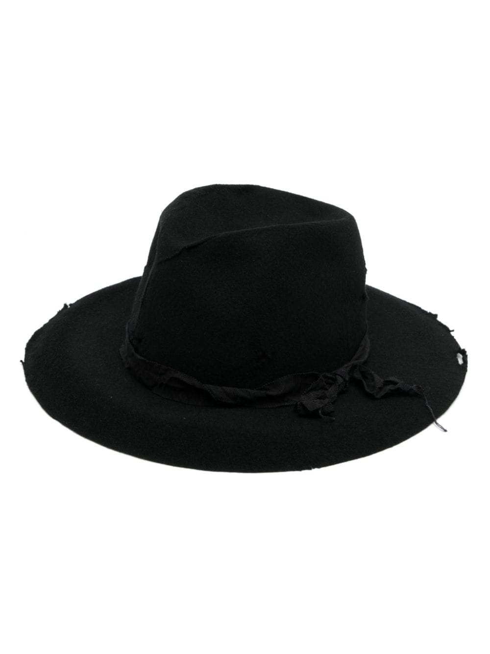 frayed wool fedora - 1