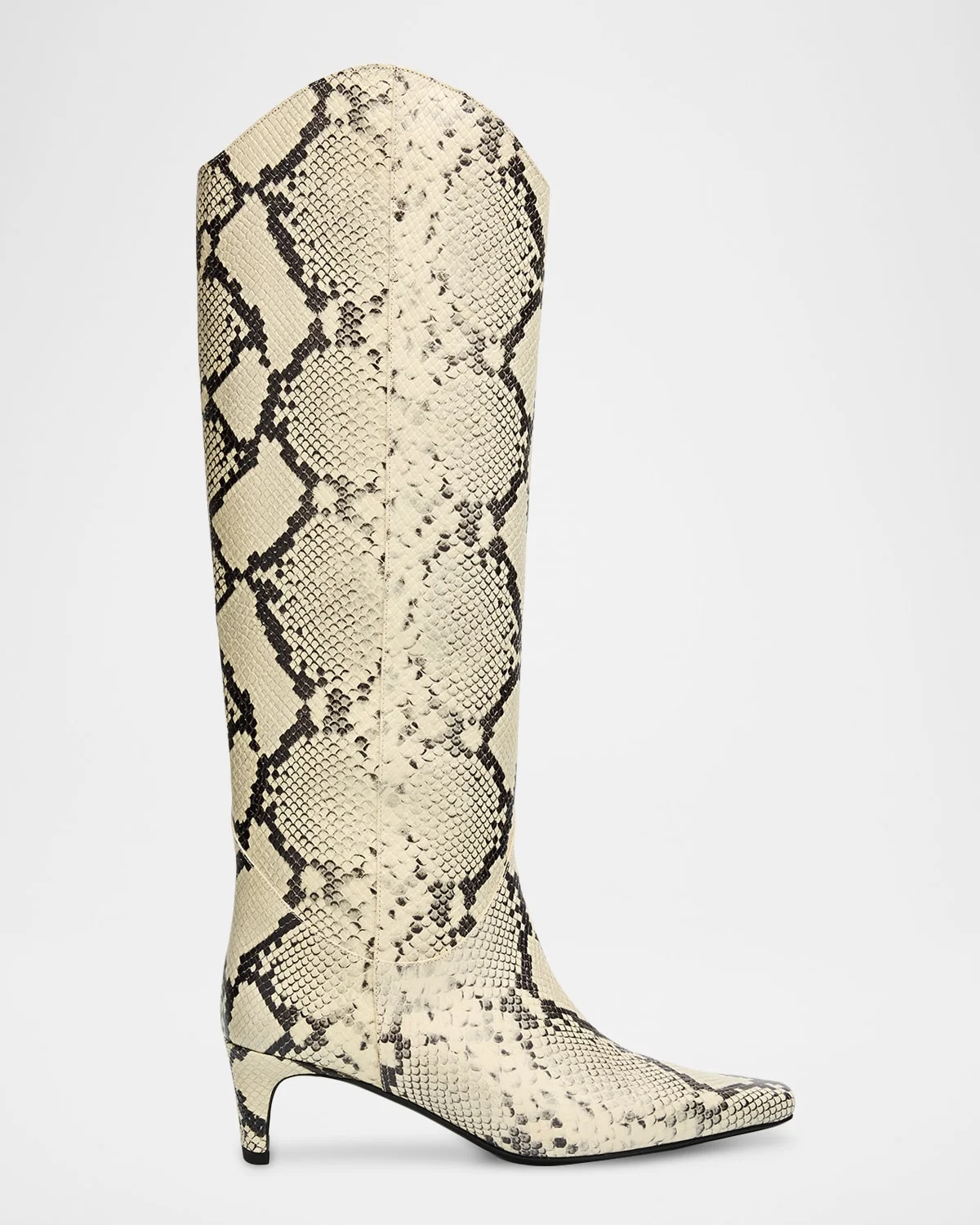 Western Wally Snake-Embossed Leather Knee-High Boots - 1
