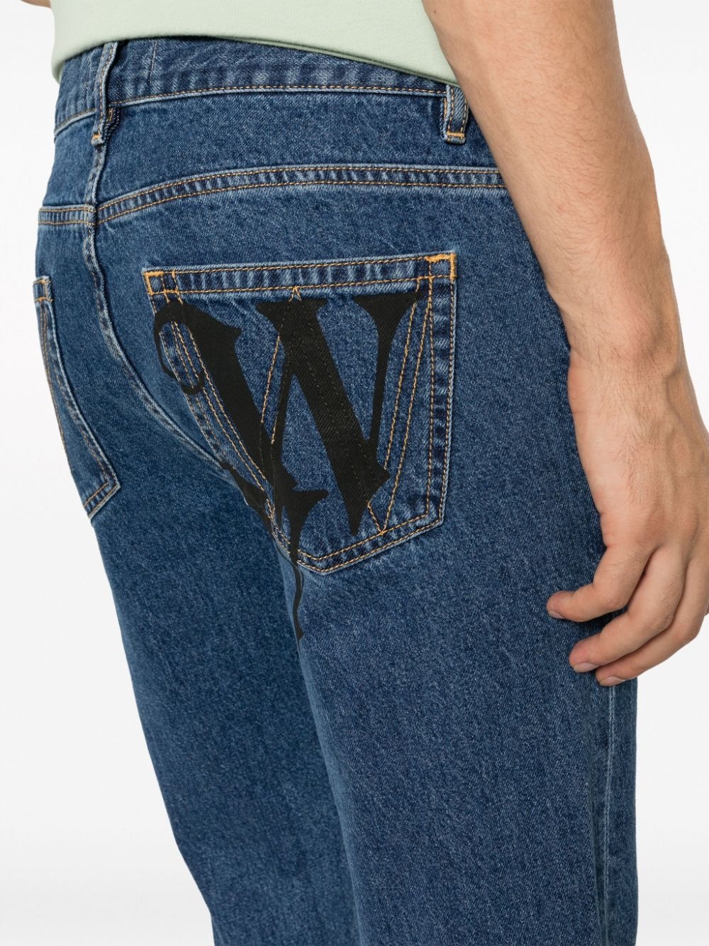 VW-print tapered-leg jeans - 5