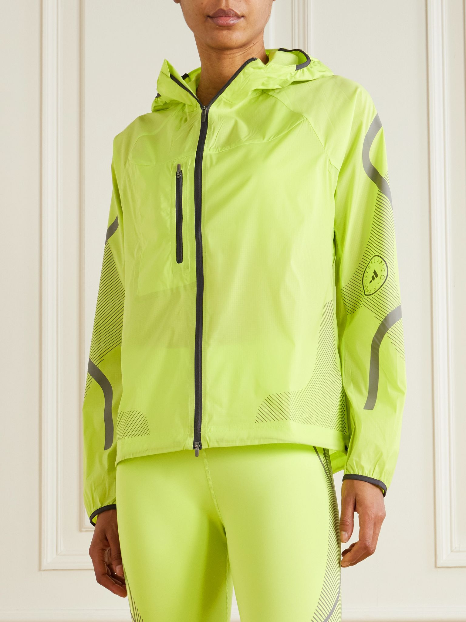 TruePace hooded neon recycled-shell track jacket Lime green - 3