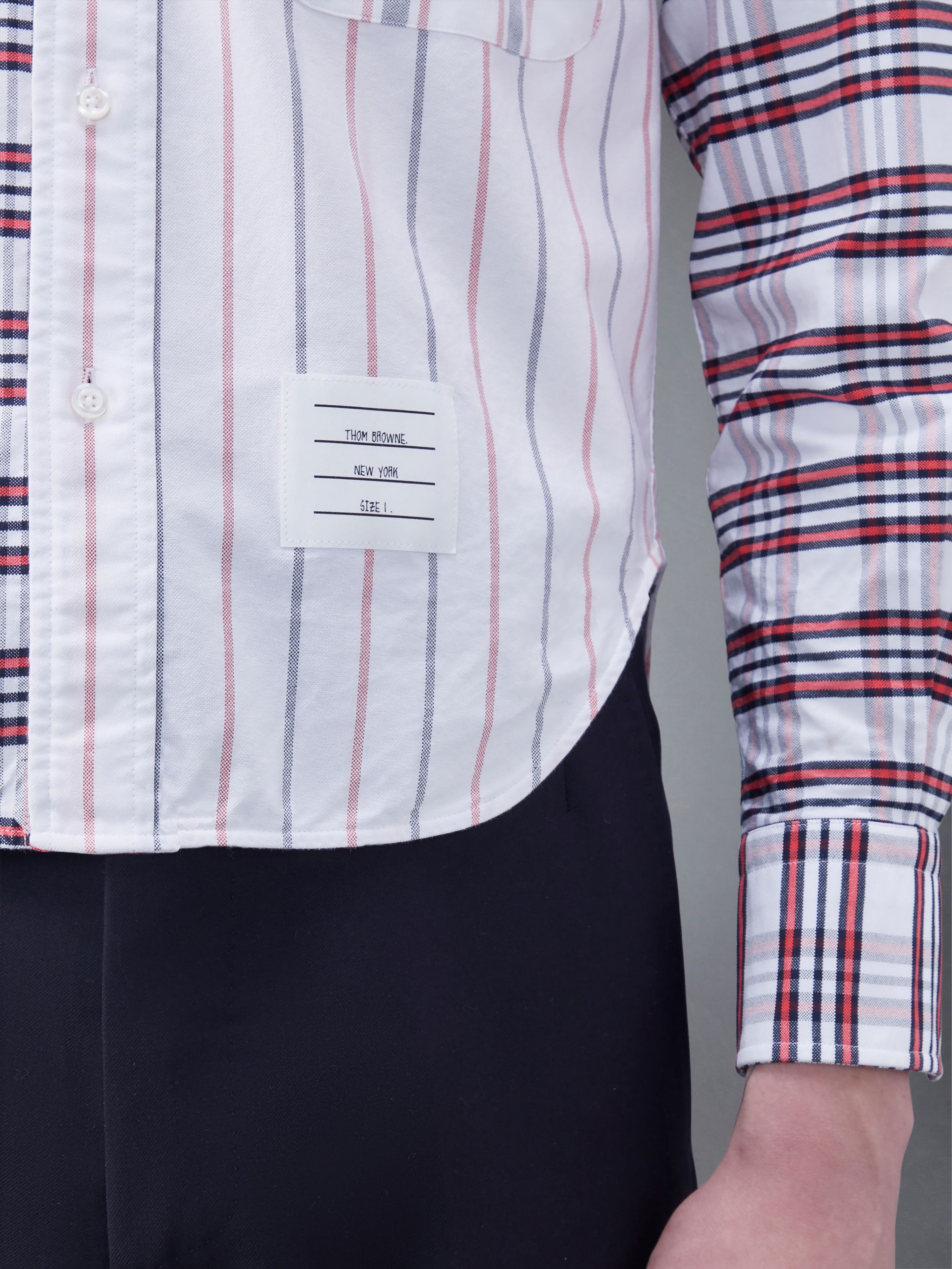 Fun-Mix Tattersall Stripe Oxford Round Hem Shirt - 7