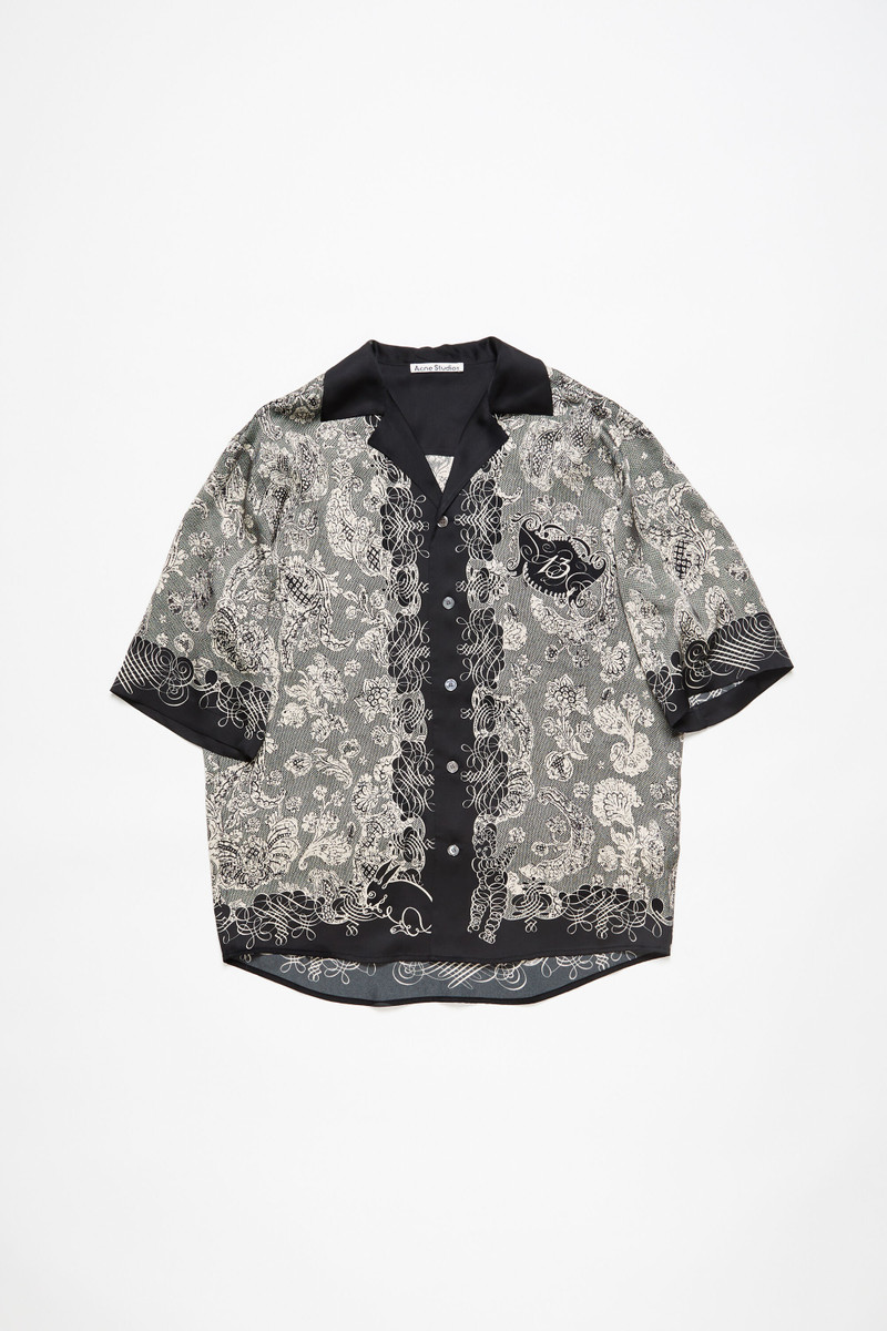Print button-up shirt - Black/Ecru - 1
