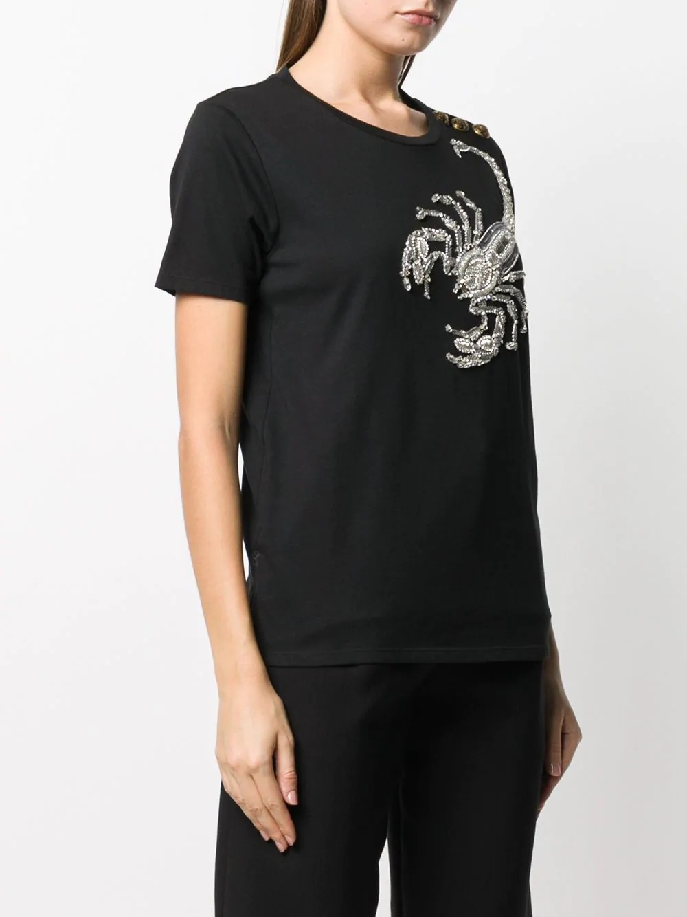 scorpion sequin embroidered T-shirt  - 3