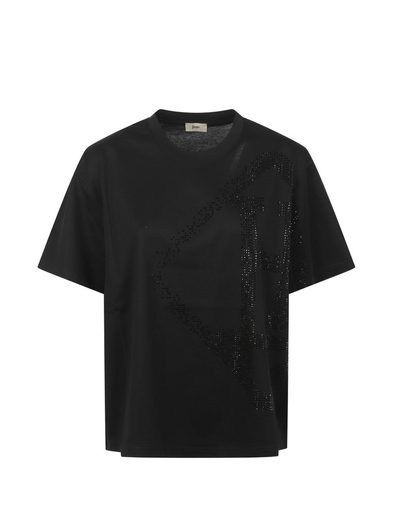 rhinestone-embellished logo t-shirt 1