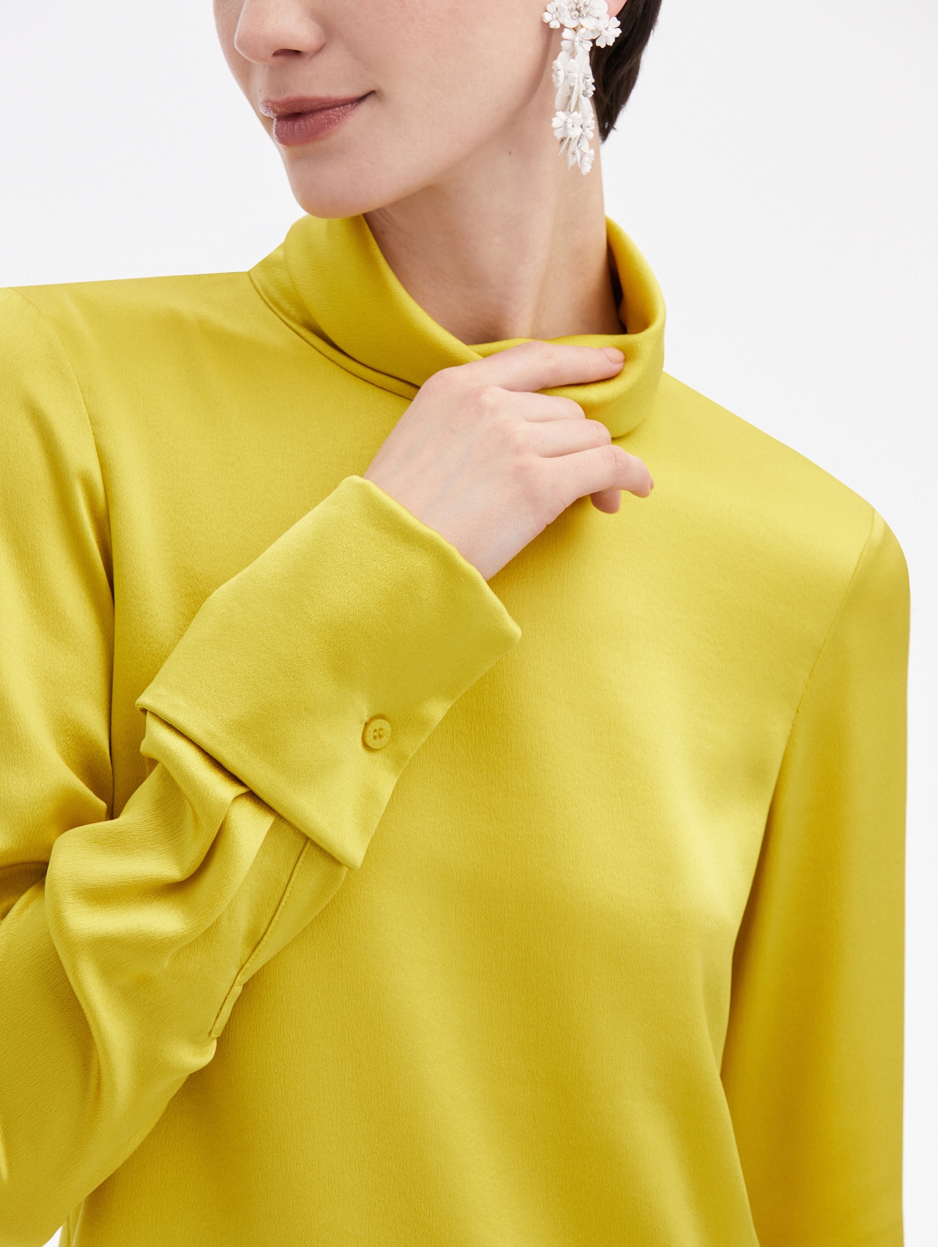 MOCK NECK SATIN BLOUSE - 5