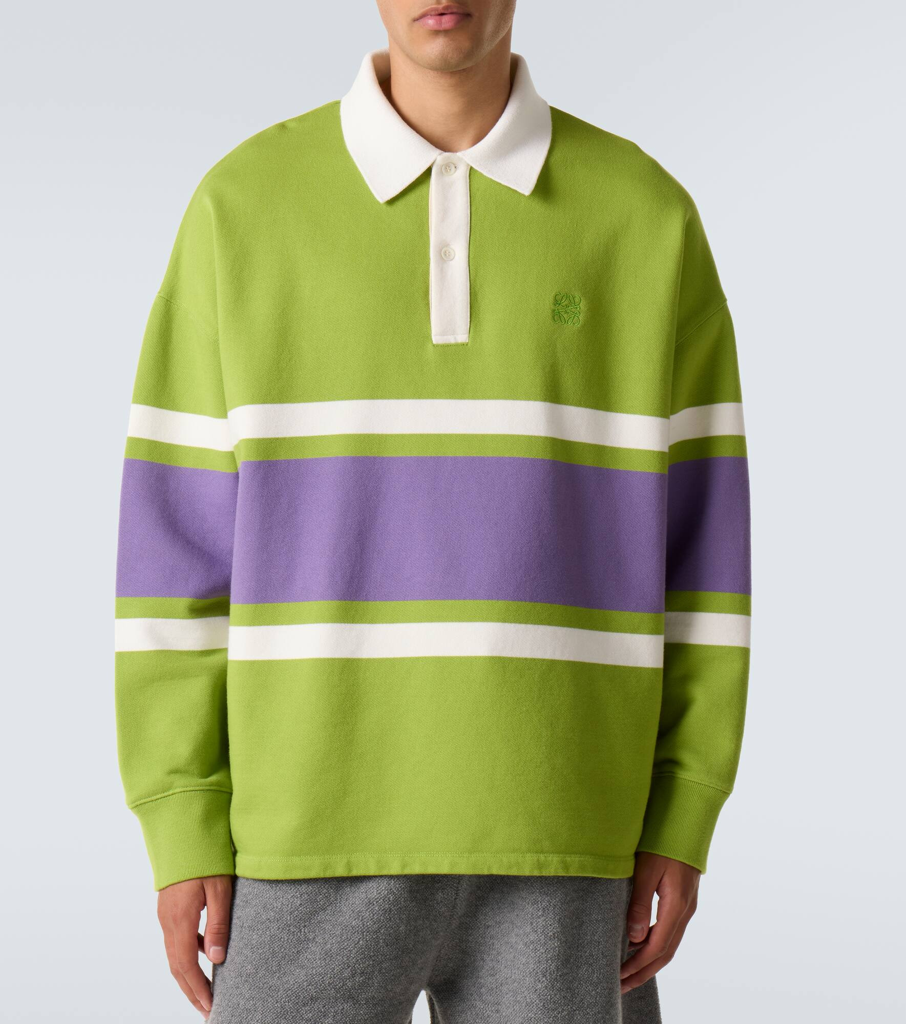 Striped cotton polo sweater - 3
