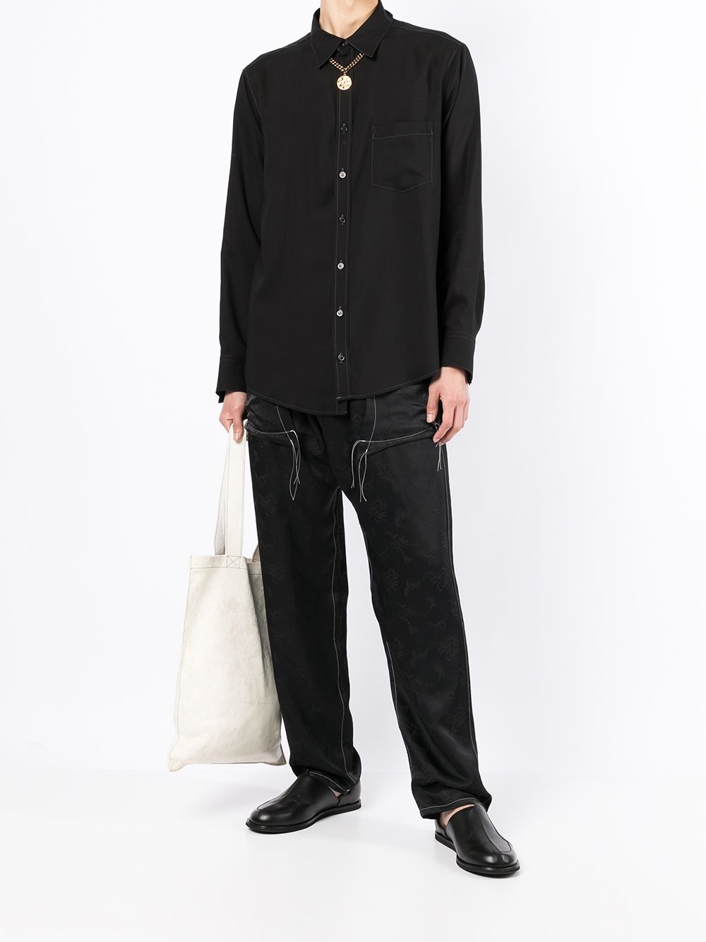 contrast-stitch long-sleeve shirt - 2
