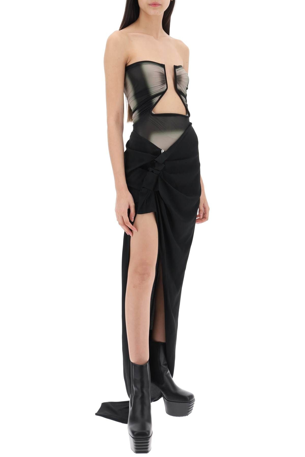 DRAPED SKIRT WITH SLIT AND TRAIN - 3
