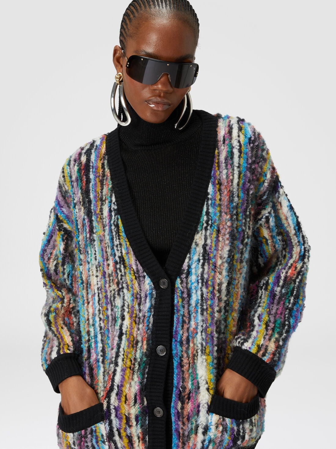 Oversized wool and mohair bouclé cardigan - 4