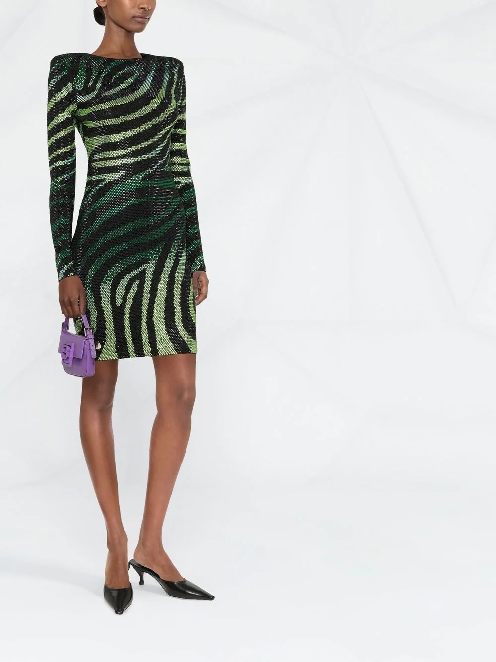 crystal-embellished zebra-print dress - 2