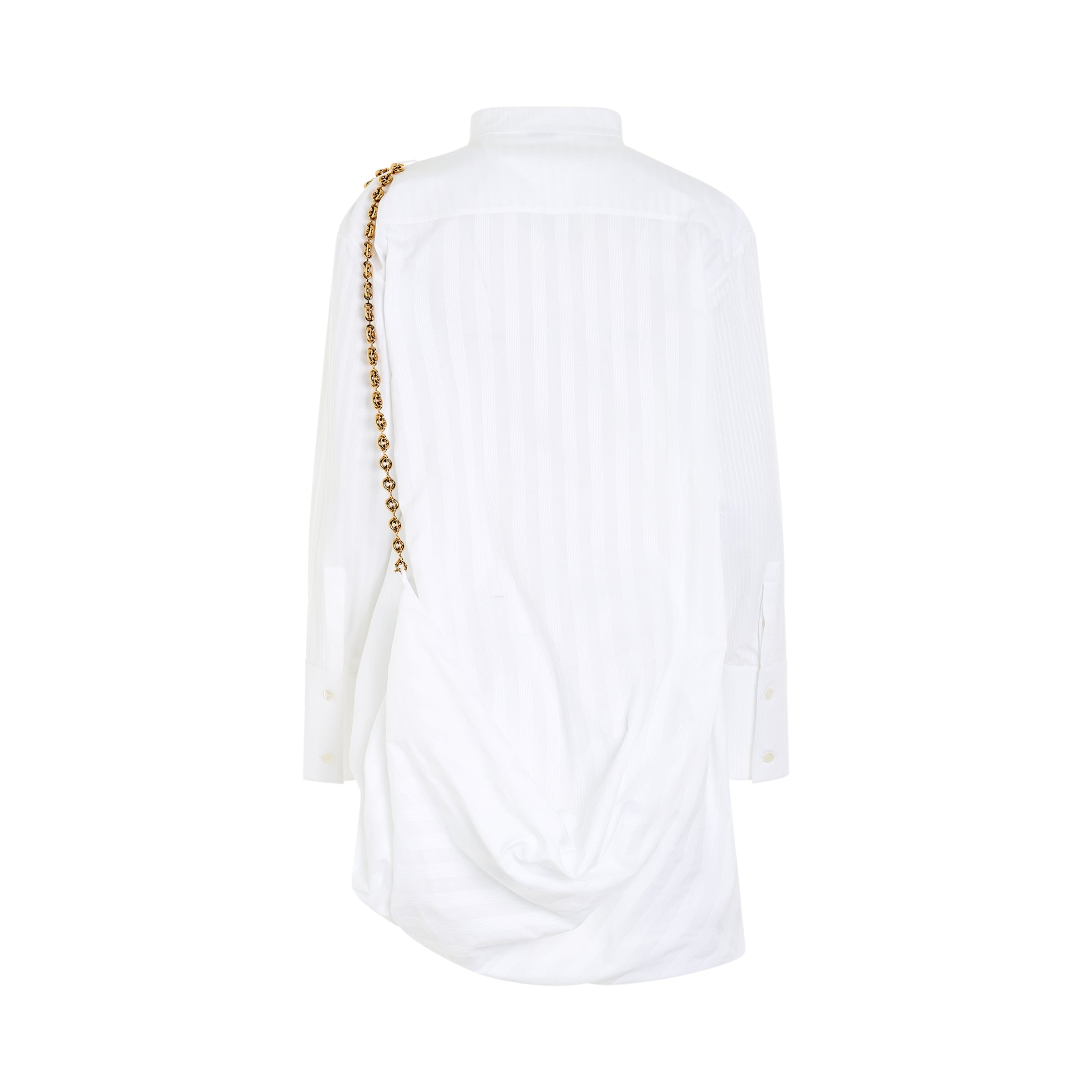 Chain Shirt Dress in Optic White - 4