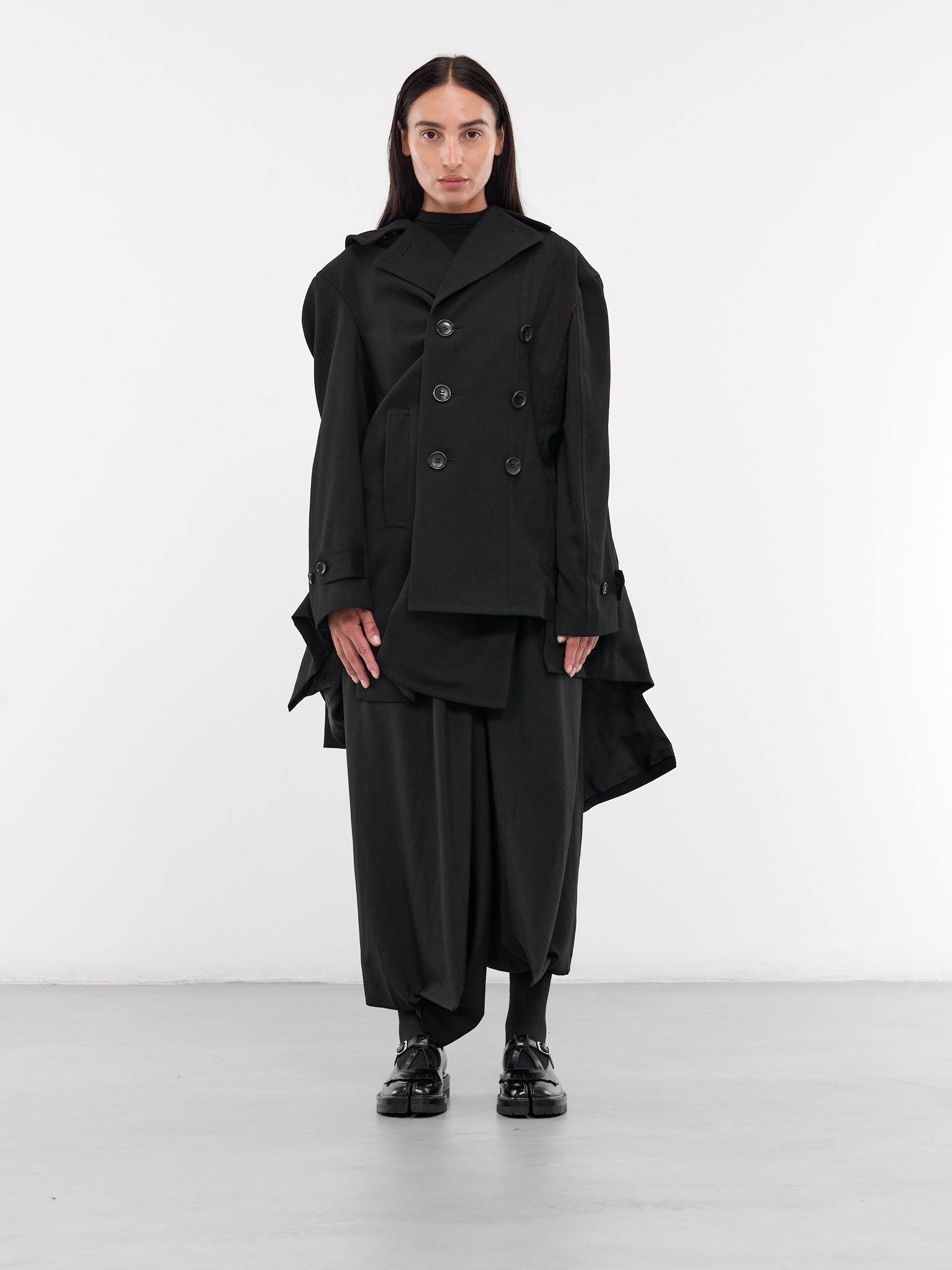 Asymmetric Draped Coat - 1