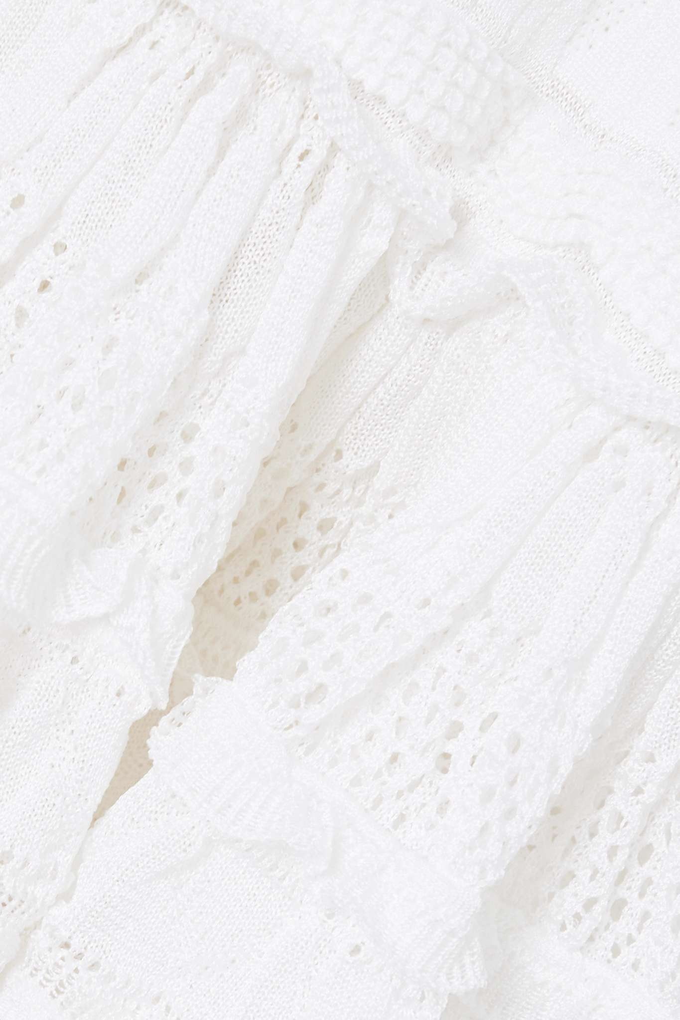 Ruffled crochet-knit mini dress - 5