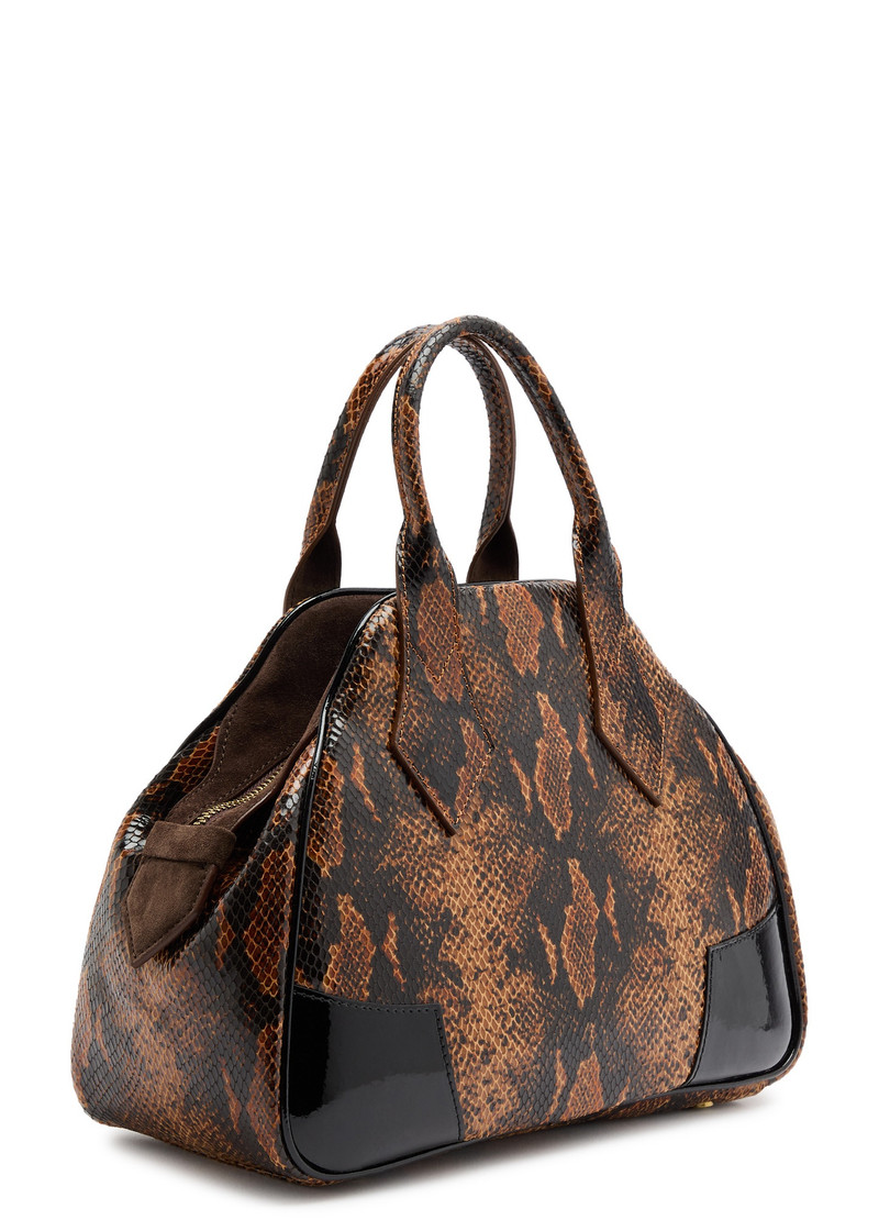 Yasmine medium python-effect leather top handle bag 2