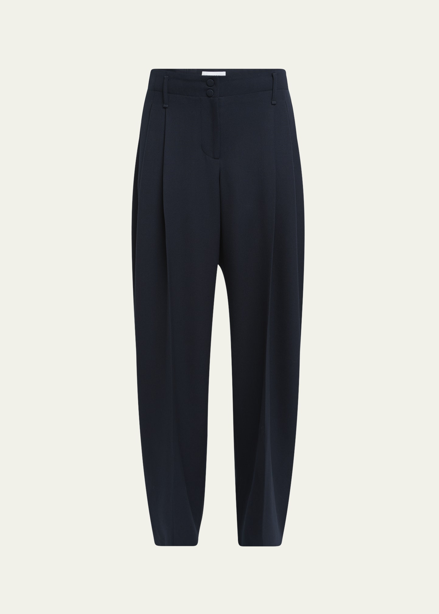 Pleated Barrel-Leg Trousers - 1