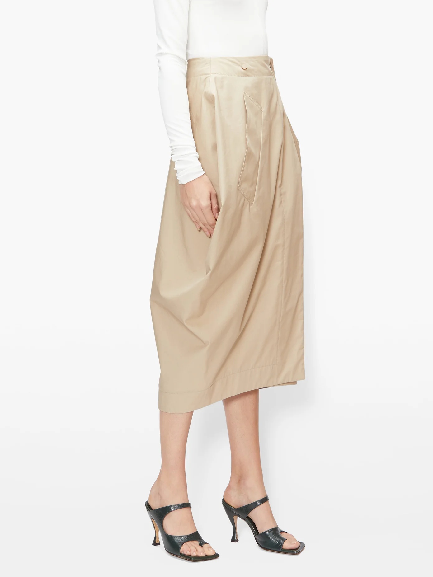 Tulip wrap-front cotton-blend poplin skirt - 6