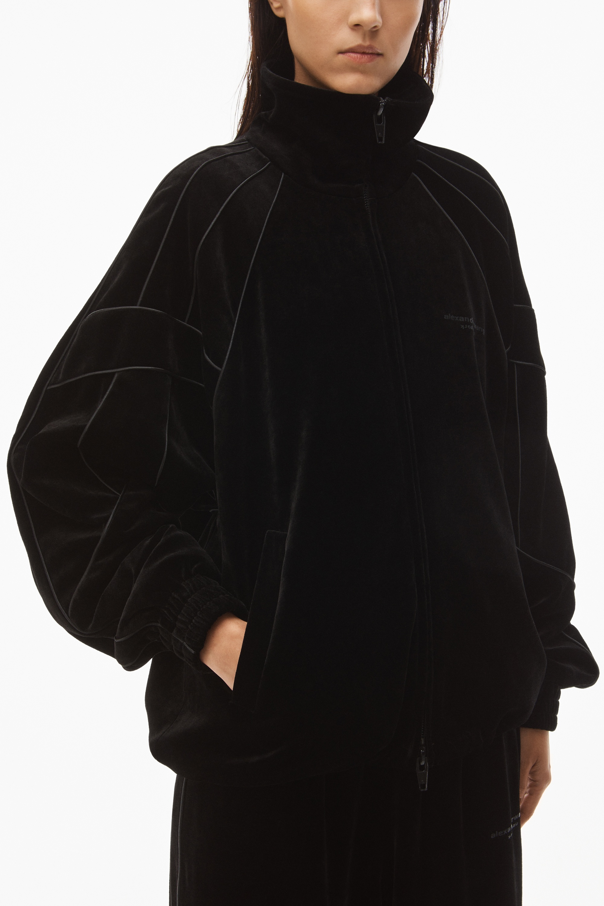 TRACK JACKET IN CRUSHED VELOUR - 3