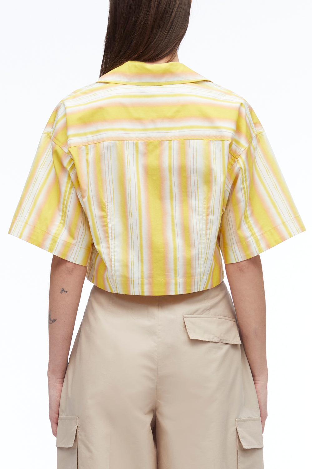 Painted Stripe Cropped Shirt - 5