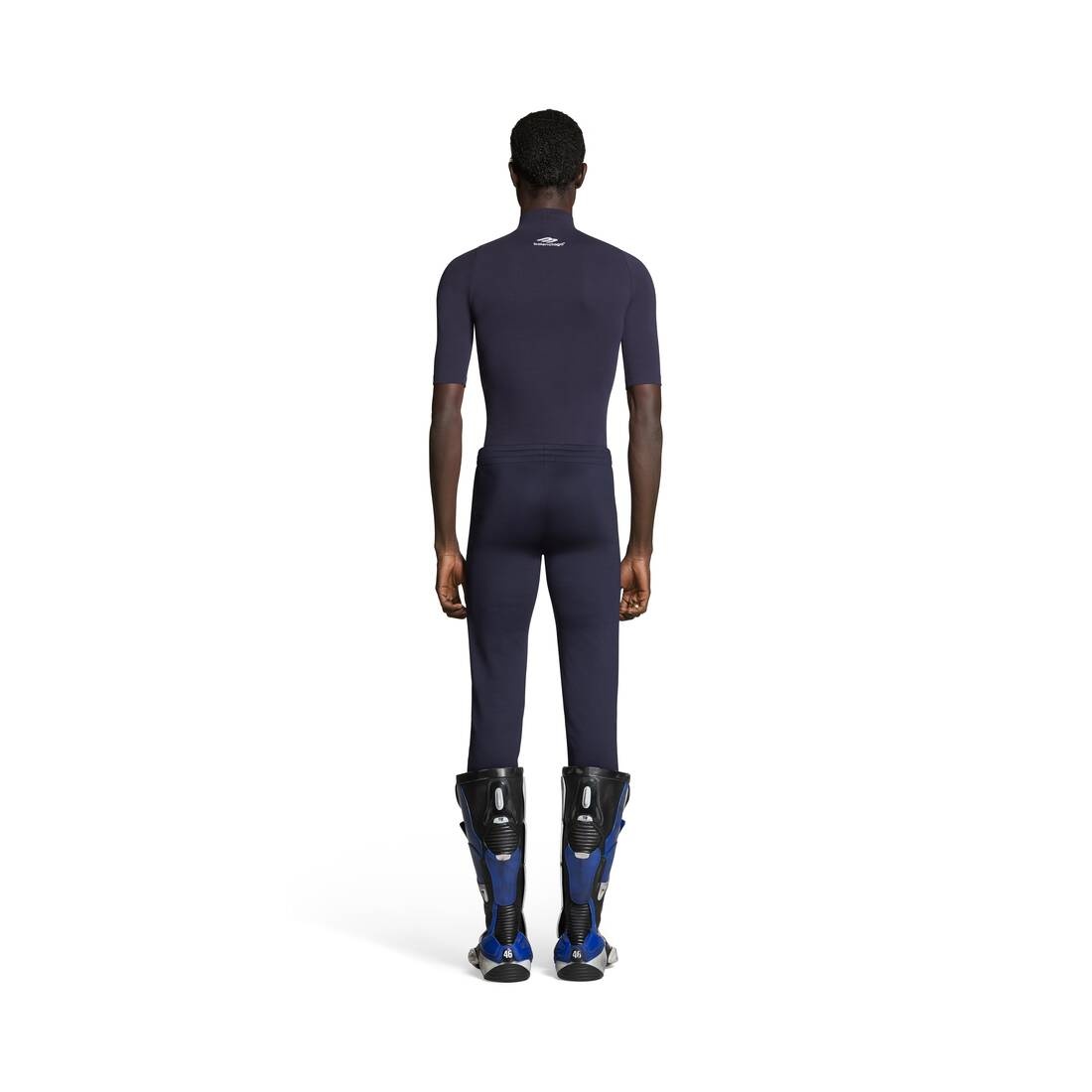 Low-waist Fitted Pants in Navy Blue - 4
