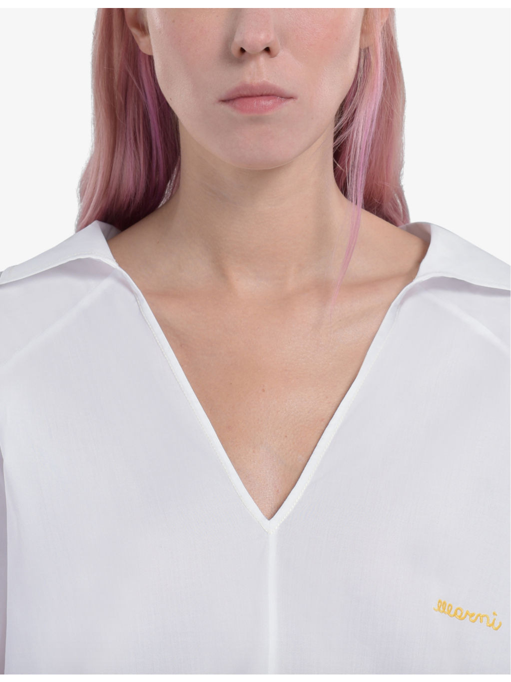 Logo-embroidered V-neck cotton-poplin shirt - 5