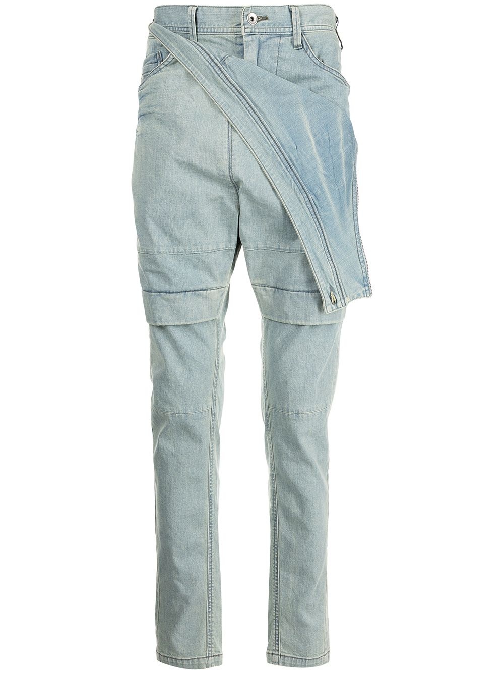 layered slim-fit jeans - 1