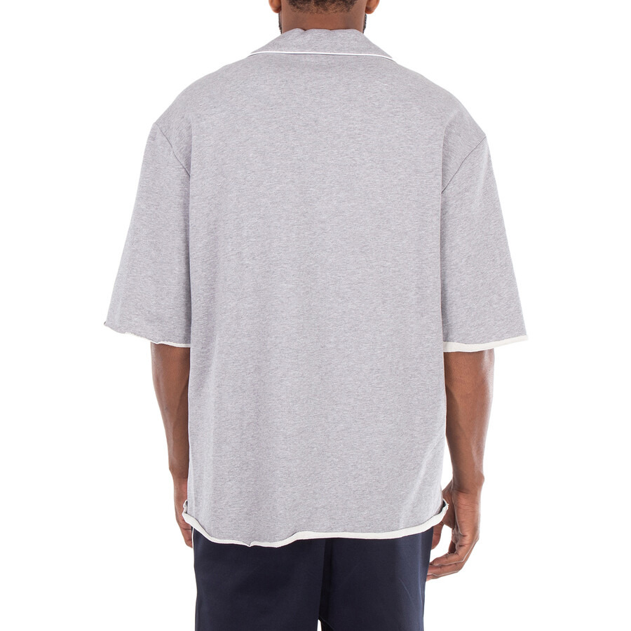 Balmain Men's Grey Cotton Shirt With Embroidered Logo - 5
