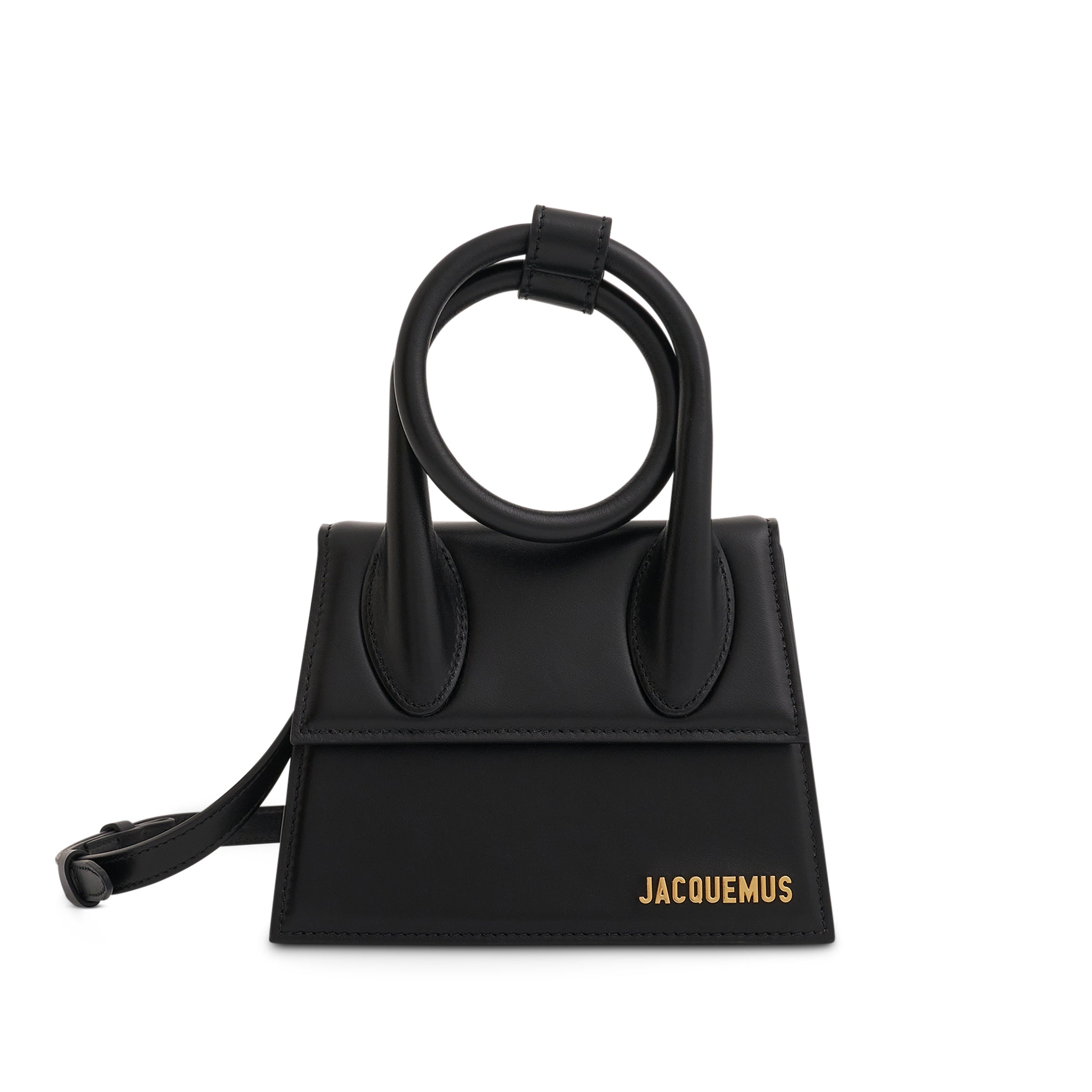 Le Chiquito Noeud Leather Bag in Black - 1
