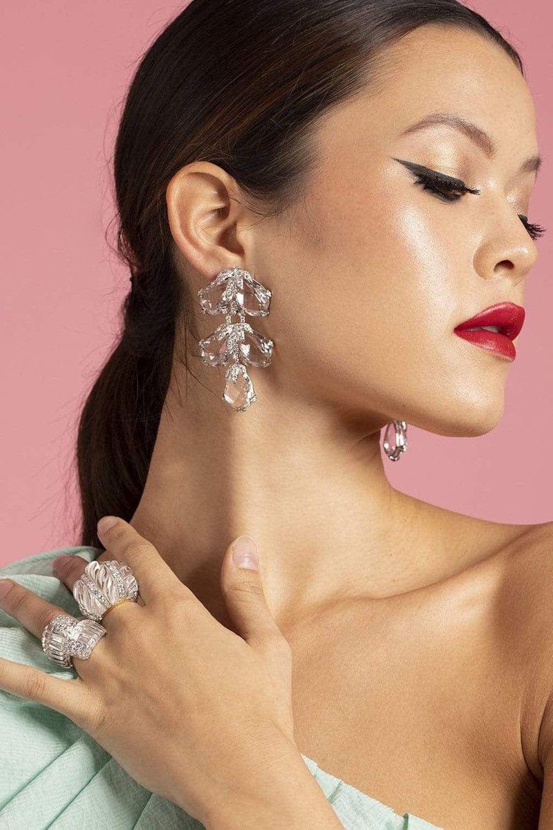 DAVID WEBB Rock Crystal Alpine Earrings outlook