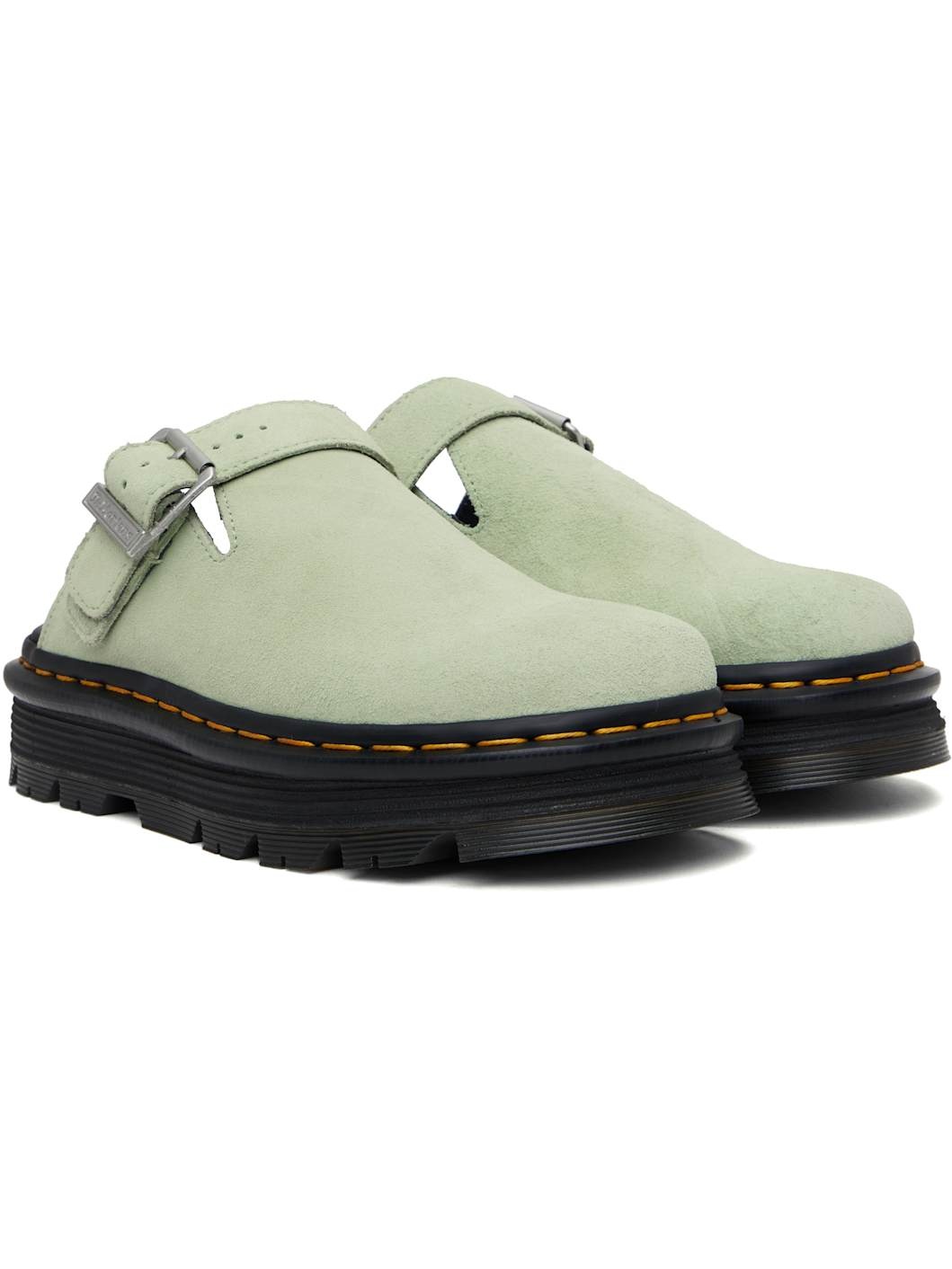 Green Zebzag Suede Slingback Platform Slip-On Loafers - 4