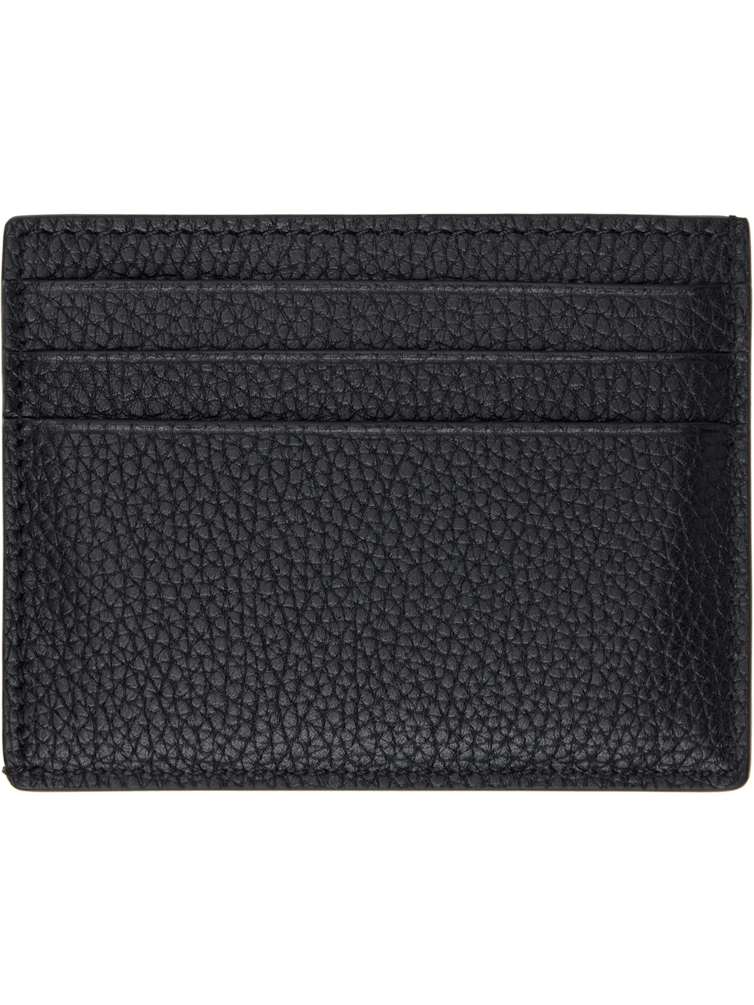 Black Grain Leather Classic Card Holder - 2