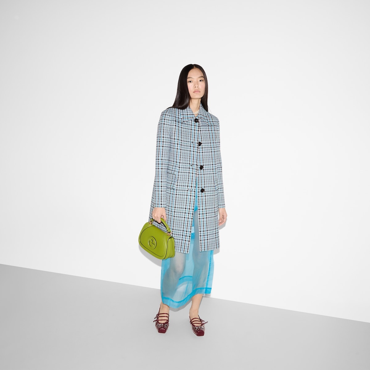 Check wool crêpe coat - 6
