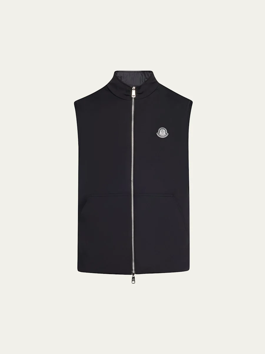 Men's Full-Zip Leather-Emblem Vest - 1