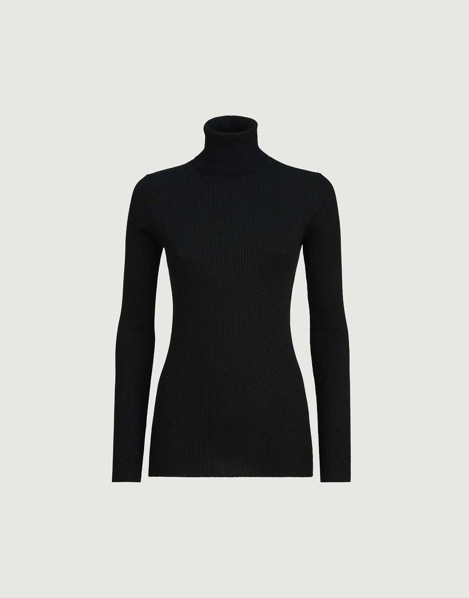 Lightweight turtleneck sweater in sparkling cashmere and silk rib knit - 1