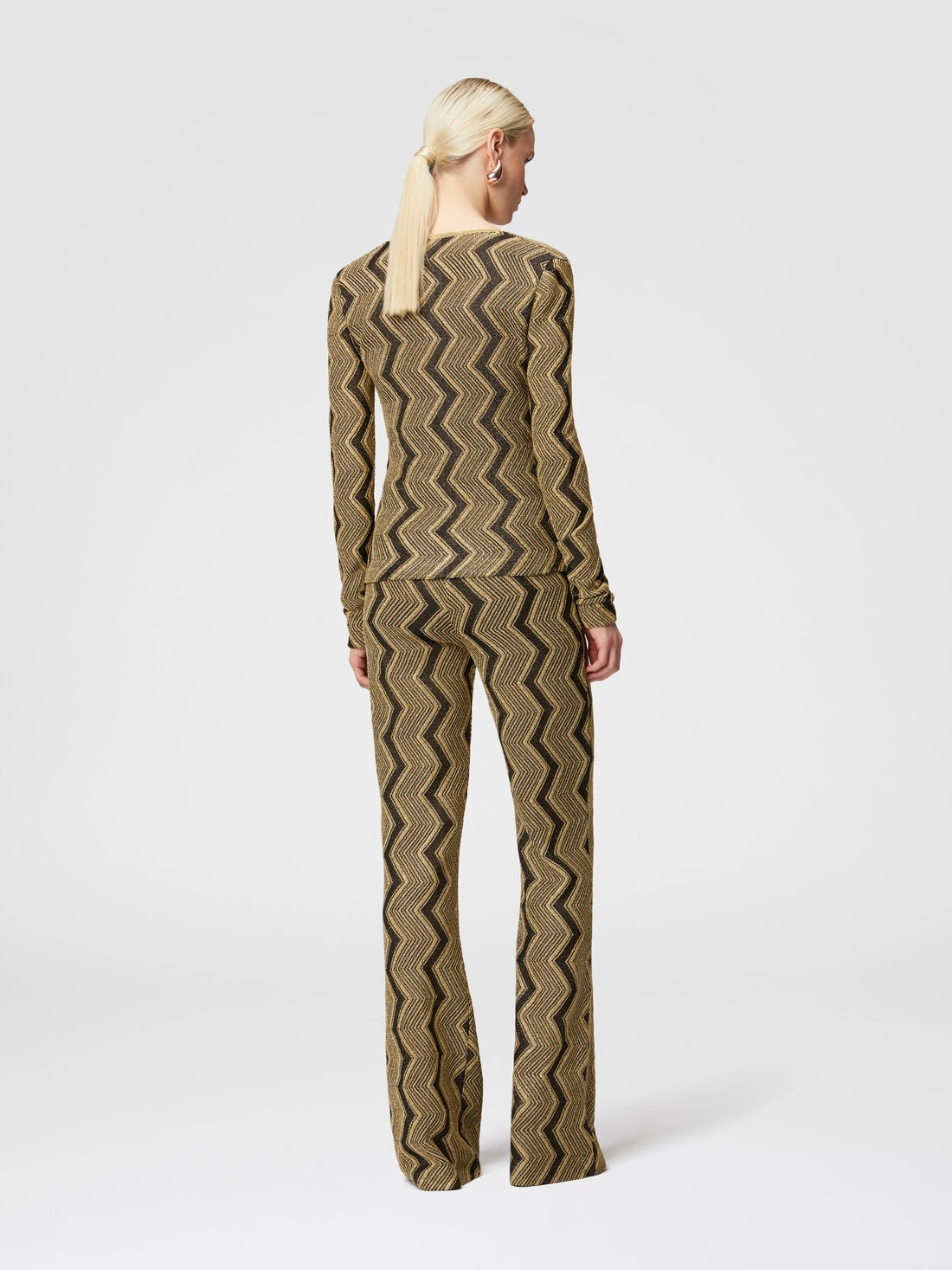 Flare trousers in zig zag lamé viscose - 3