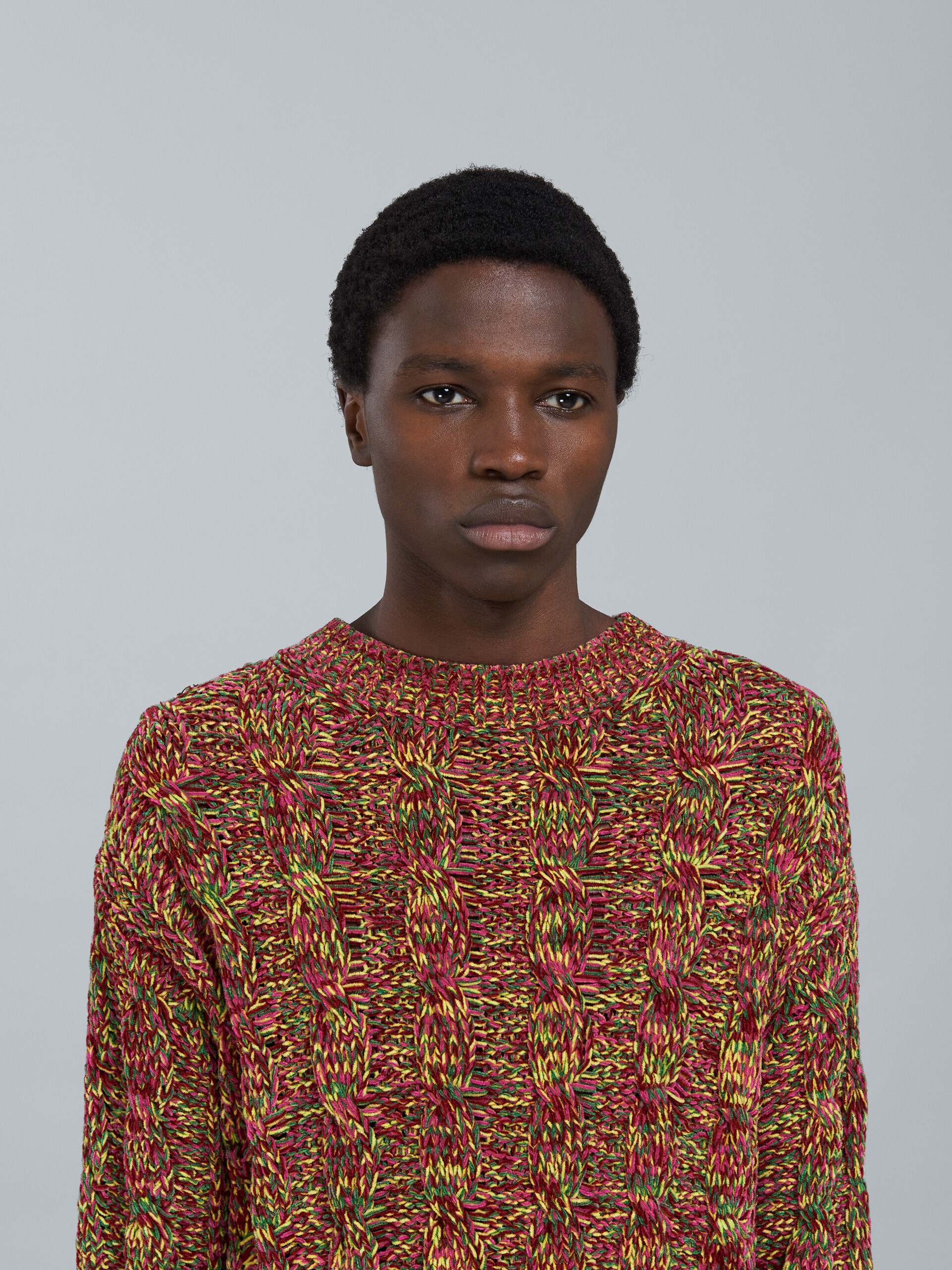 VISCOSE AND COTTON CHENILLE CREWNECK SWEATER - 4