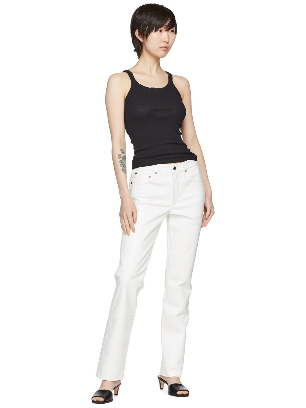 White Lyle Recycled Leather Pants - 4