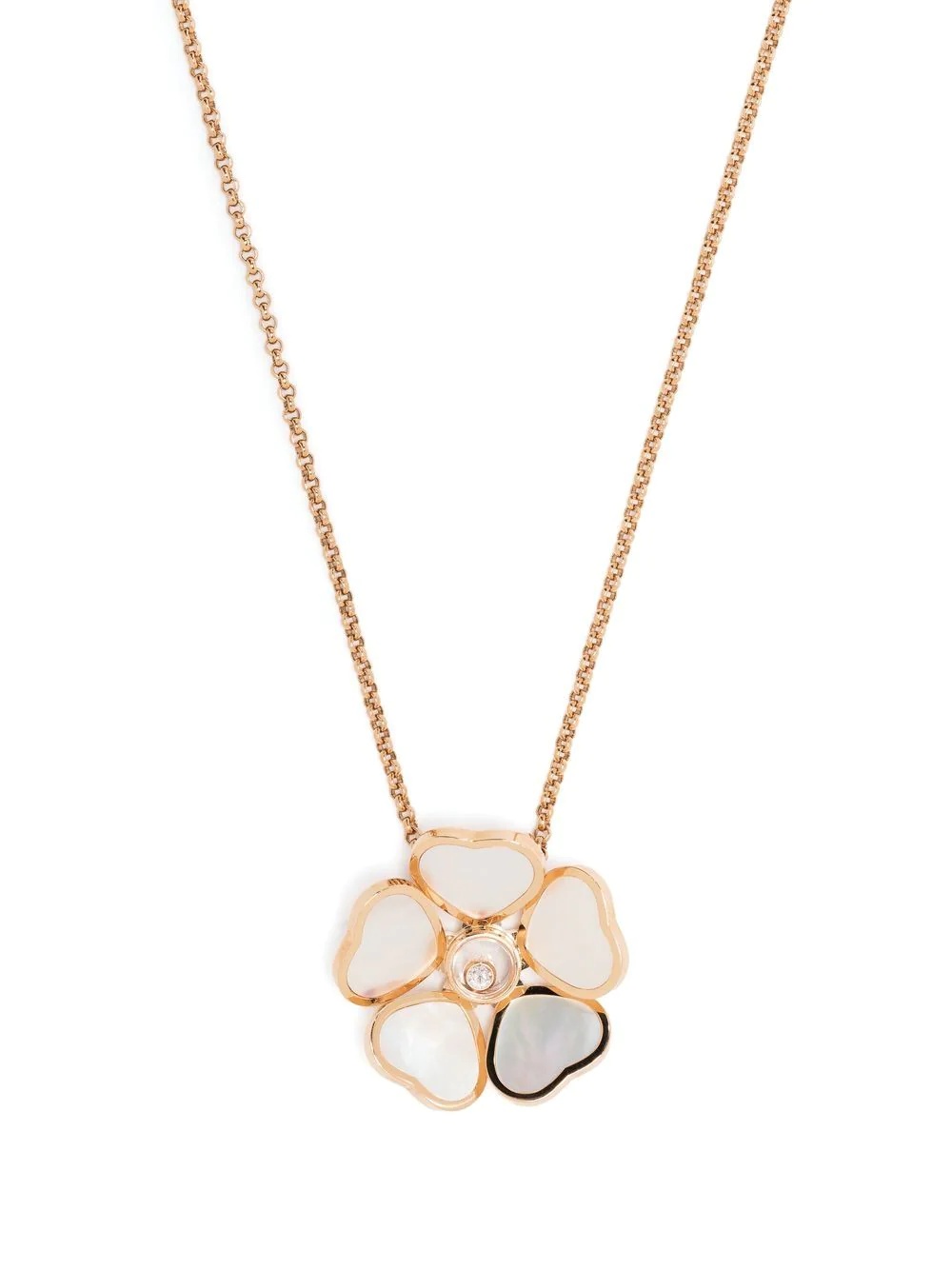 18kt rose gold Happy Hearts Flower diamond necklace - 1